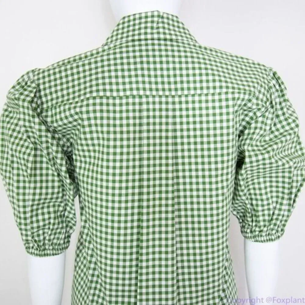 NWT kate spade mini gingham button-front shirt, Green‎ & White